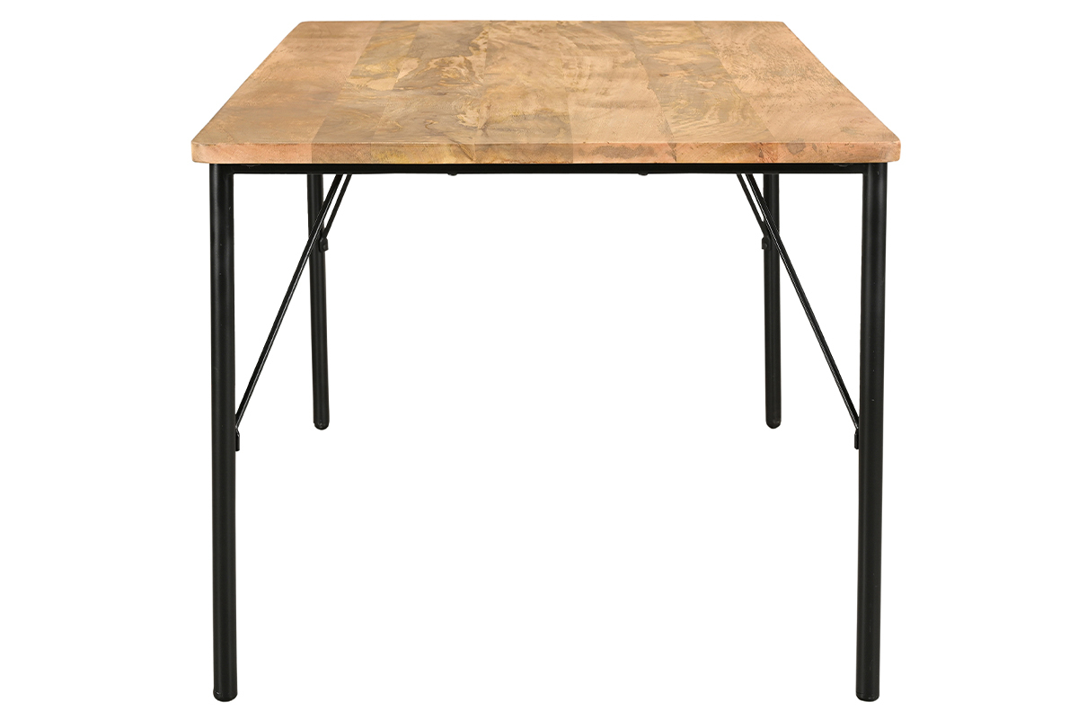 Mesa de comedor rectangular de madera maciza de mango y metal negro 180 cm JUDE