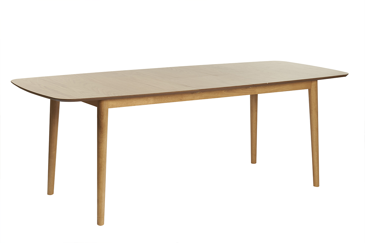 Mesa de comedor rectangular extensible de madera de roble claro 180-220 cm EGO