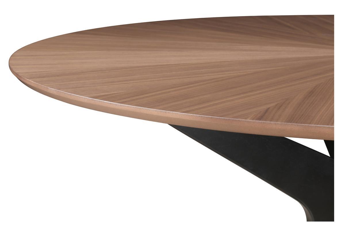 Mesa de comedor redonda de diseo en nogal 120cm DIELLI