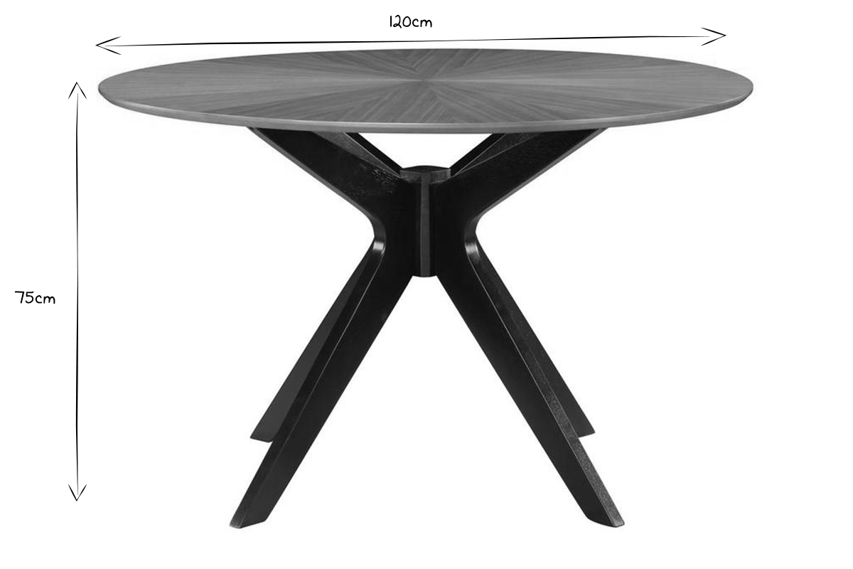 Mesa de comedor redonda de diseo en nogal 120cm DIELLI