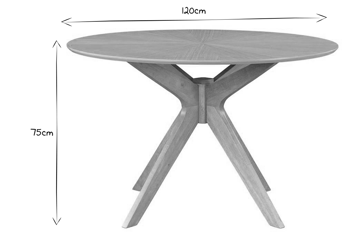 Mesa de comedor redonda de diseo en roble 120cm DIELLI