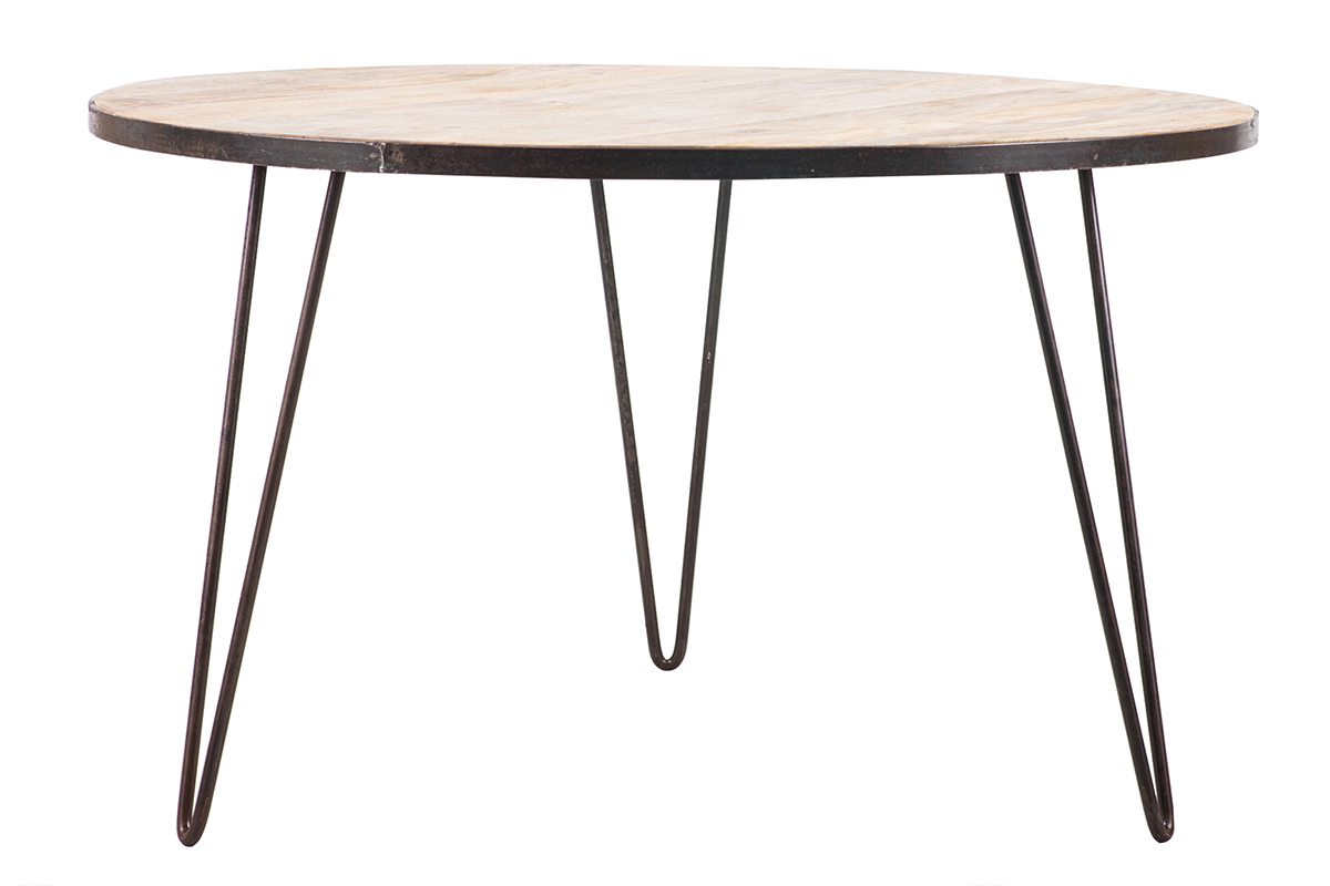 Mesa de comedor redonda industrial madera metal D125 ATELIER