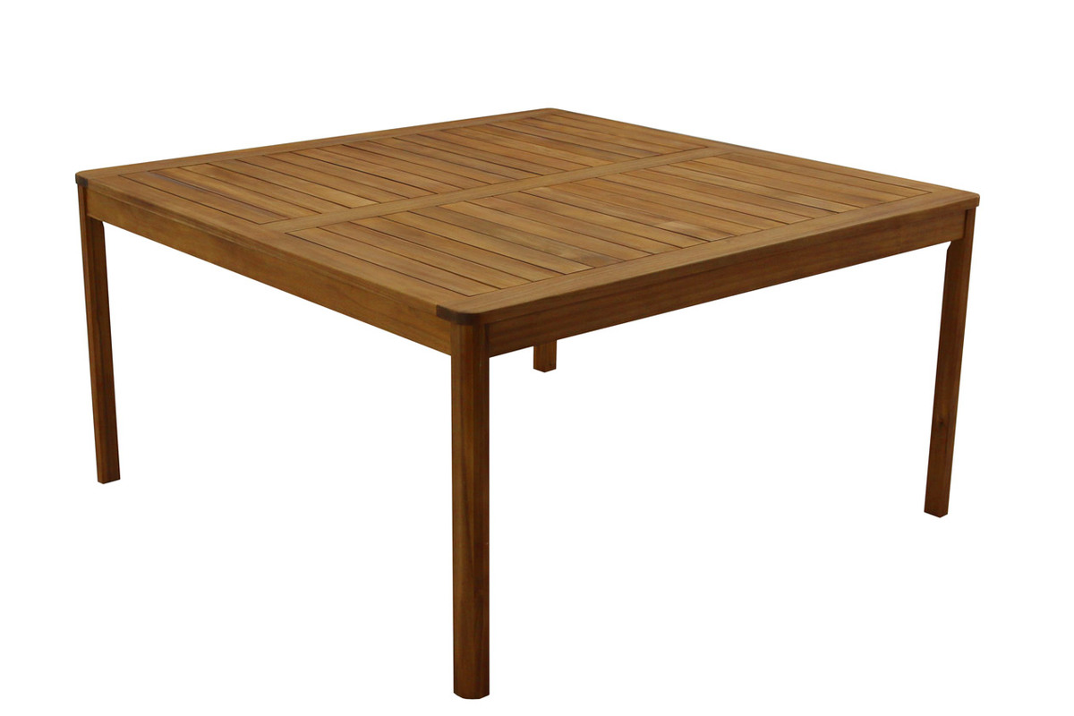 Mesa de jardn cuadrada de madera maciza 147 cm AKIS