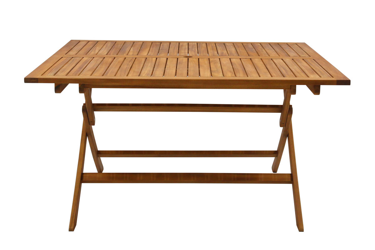 Mesa de jardn cuadrada plegable de madera maciza 140 cm SANTIAGO