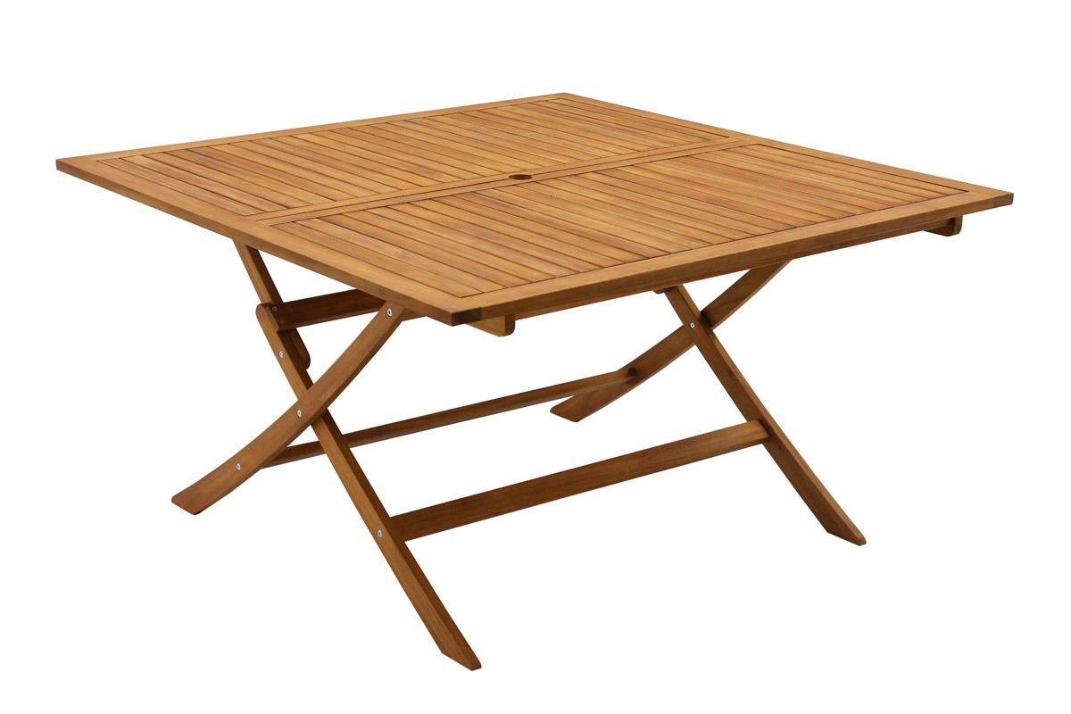 Mesa de jardn cuadrada plegable de madera maciza 140 cm SANTIAGO