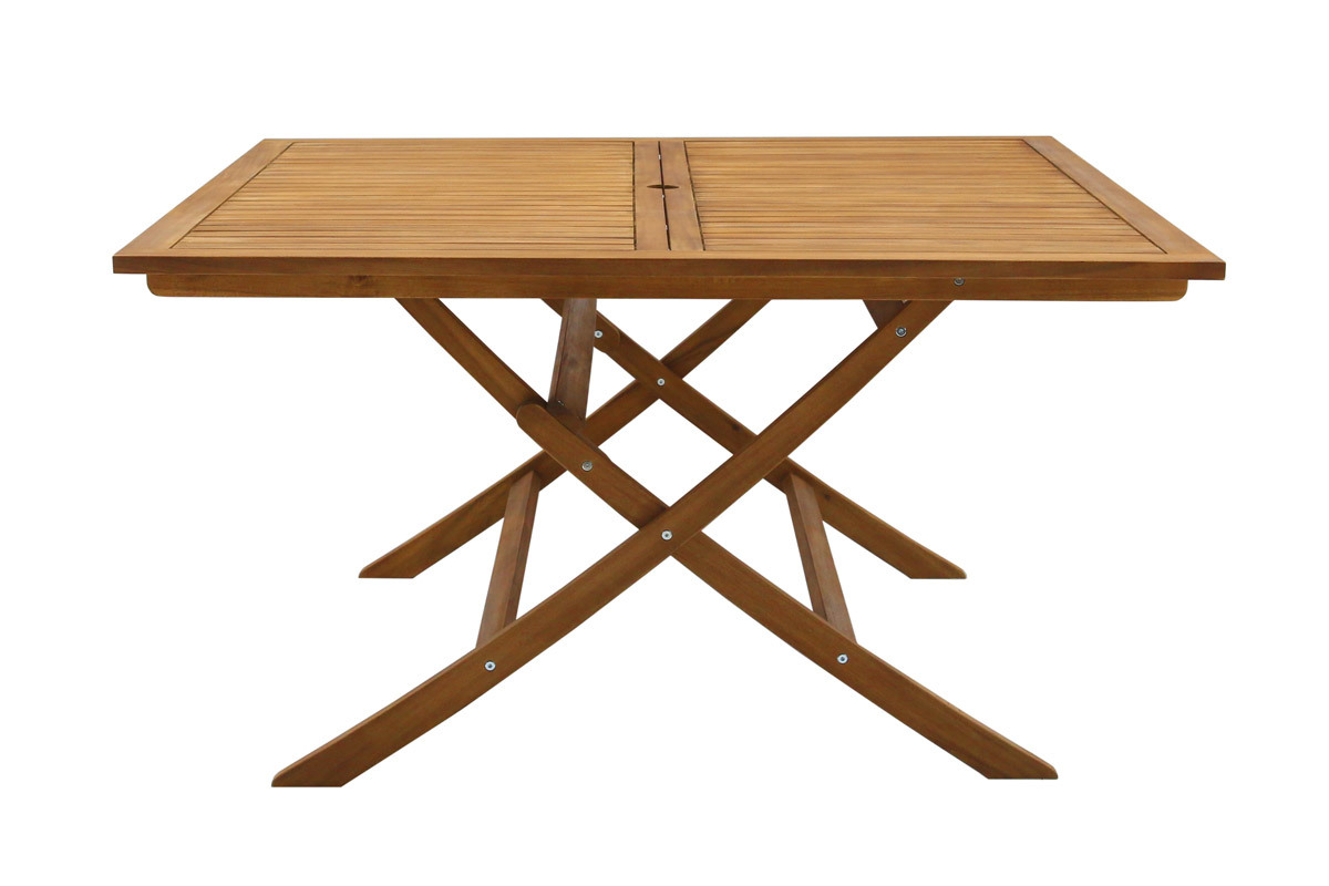 Mesa de jardn cuadrada plegable de madera maciza 140 cm SANTIAGO