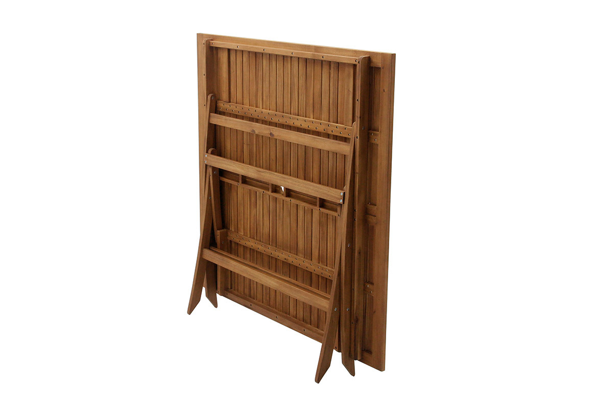 Mesa de jardn cuadrada plegable de madera maciza 140 cm SANTIAGO