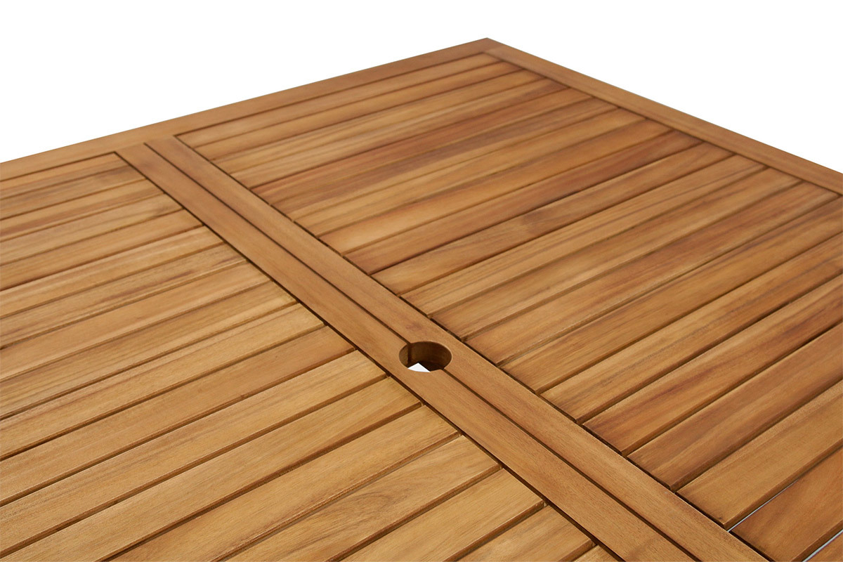 Mesa de jardn cuadrada plegable de madera maciza 140 cm SANTIAGO