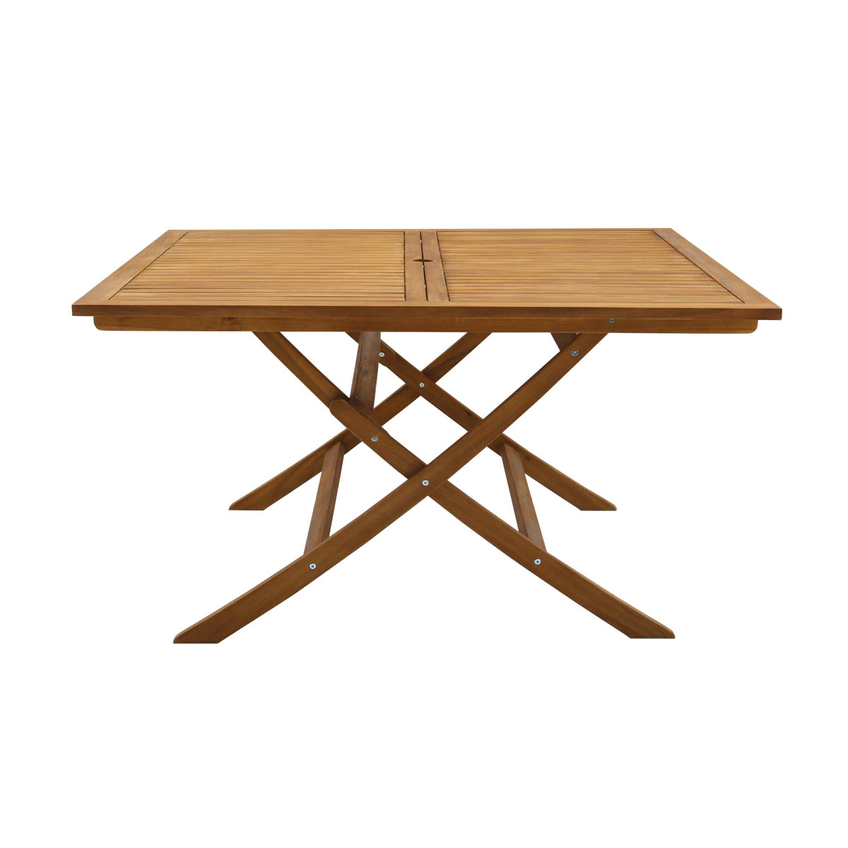 Mesa de jardín cuadrada plegable de madera maciza 140 cm SANTIAGO