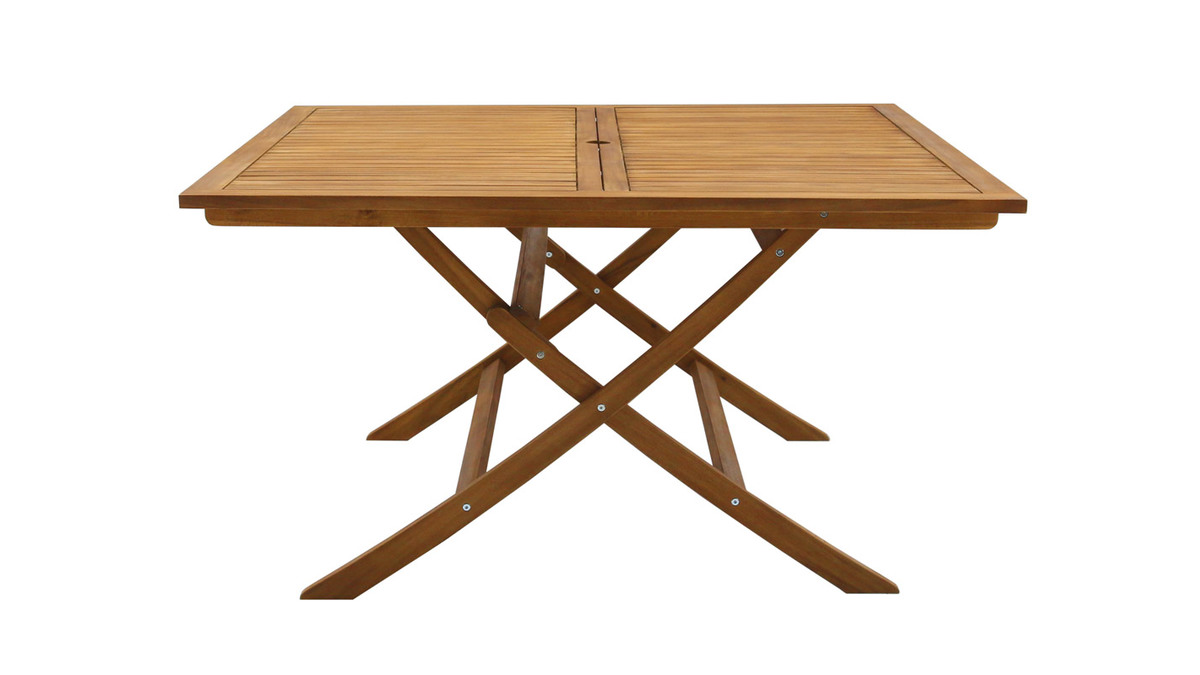 Mesa de jardn cuadrada plegable de madera maciza 140 cm SANTIAGO