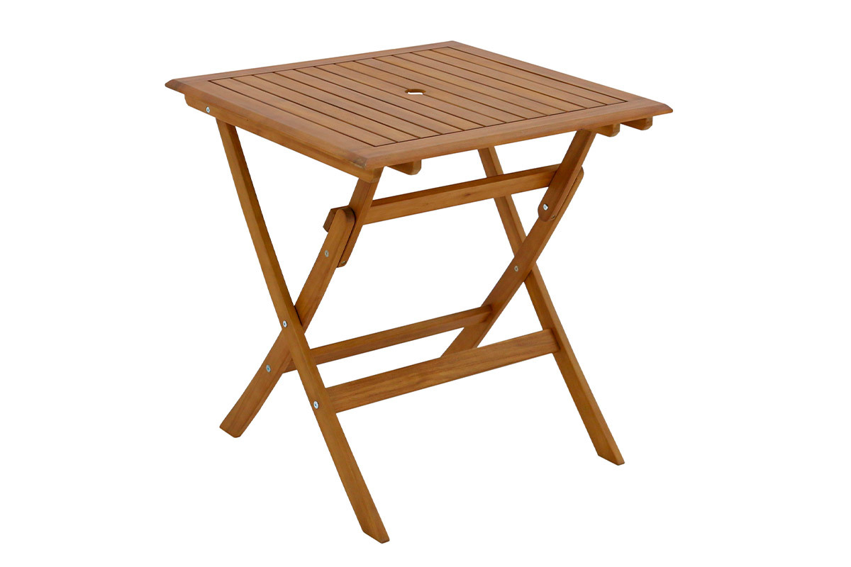 Mesa de jardn cuadrada plegable de madera maciza 70 cm FUEGO