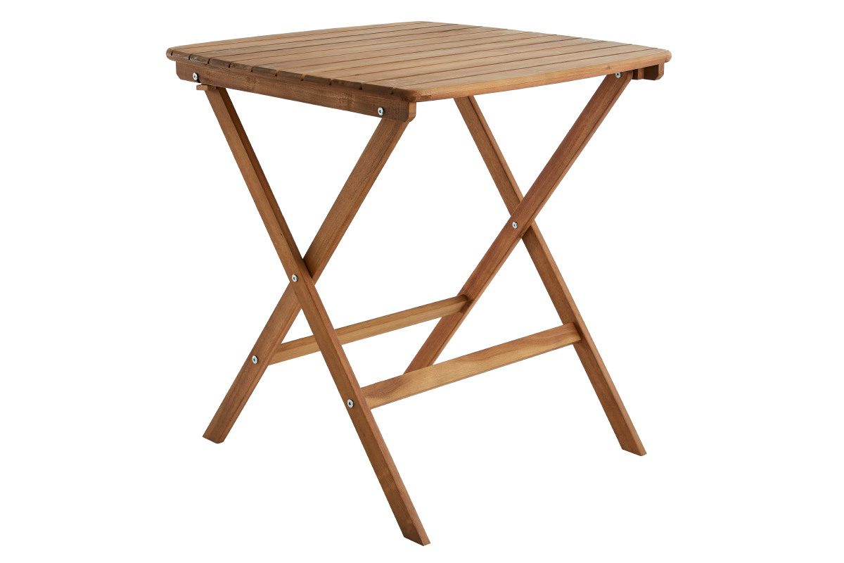 Mesa de jardn cuadrada y plegable 2personas de acacia maciza CANOPEE