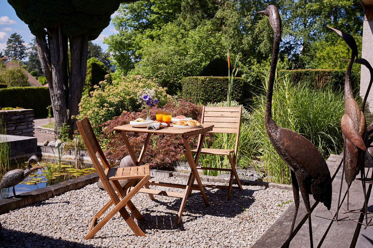 Mesa de jardn cuadrada y plegable 2personas de acacia maciza CANOPEE