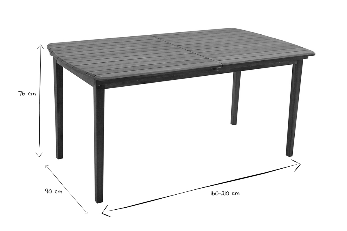 Mesa de jardn extensible de acacia maciza 4/8personas CANOPEE