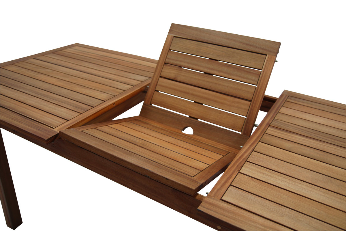 Mesa de jardn extensible de madera maciza 160-210 cm MAYEL