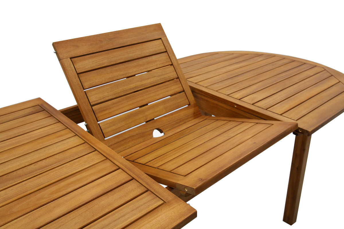 Mesa de jardn extensible de madera maciza 160-210 cm MAYEL