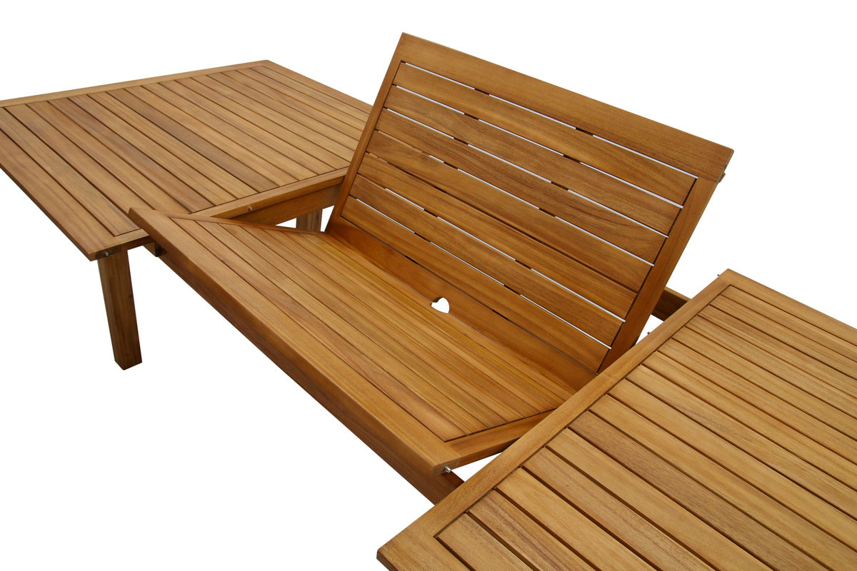 Mesa de jardn extensible de madera maciza 210-300 cm MAYEL