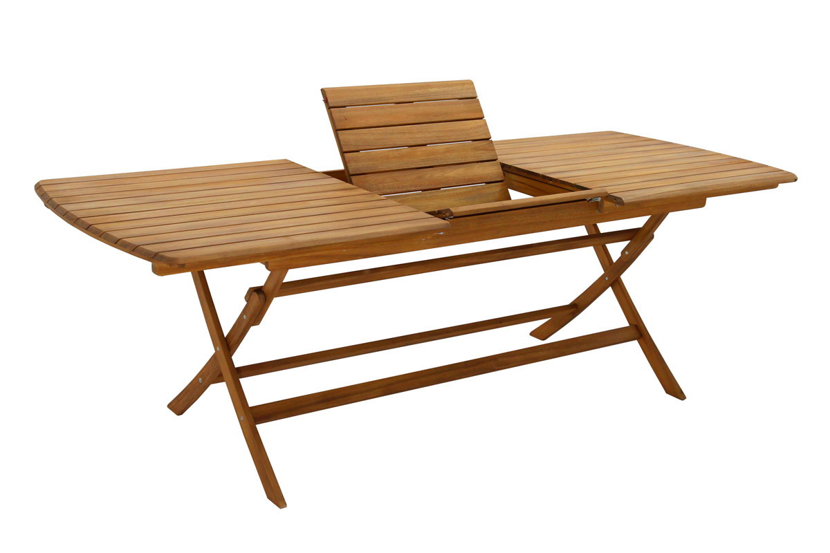 Mesa de jardn extensible de madera maciza con extensiones 180-240 cm CANOPEE