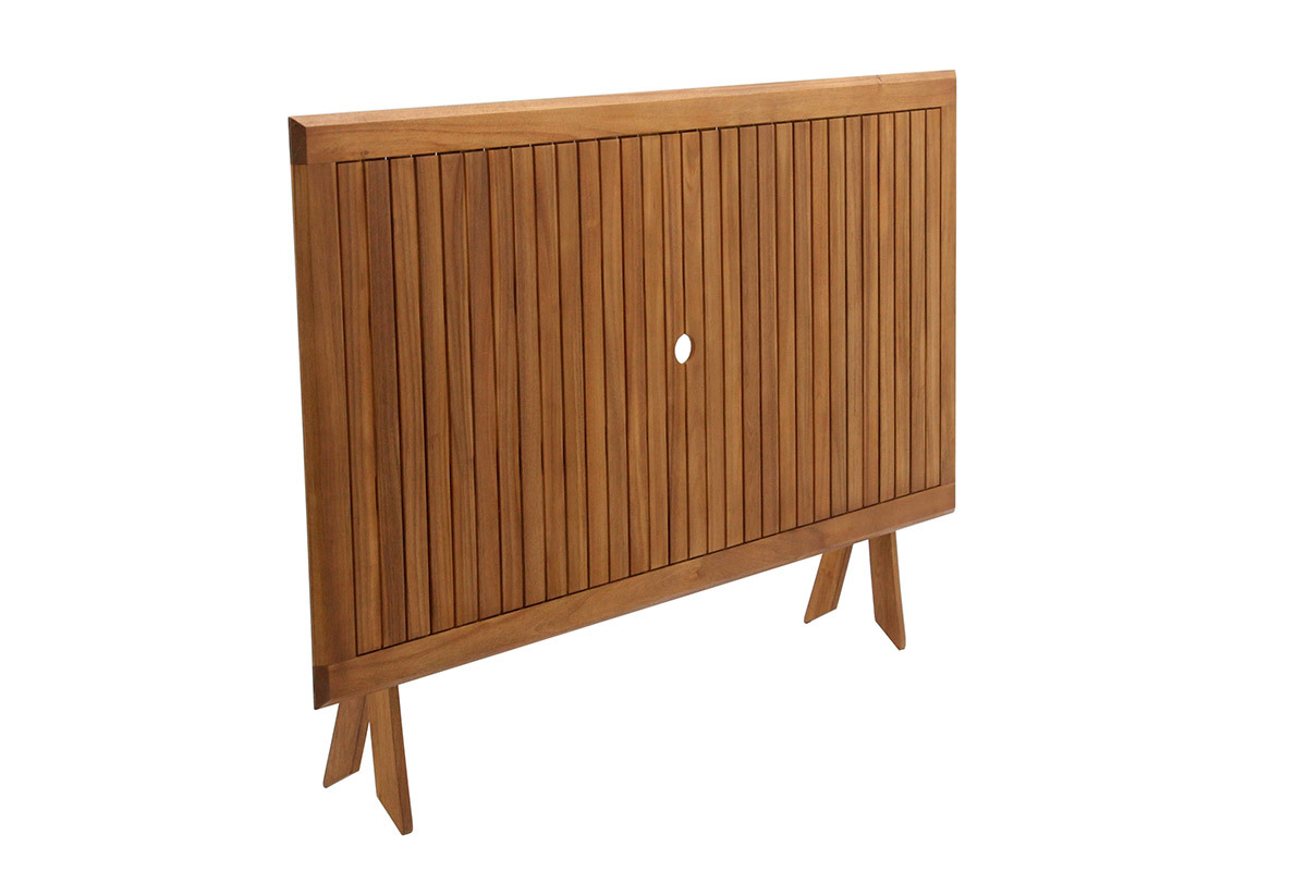 Mesa de jardn plegable rectangular de madera maciza 170 cm SANTIAGO