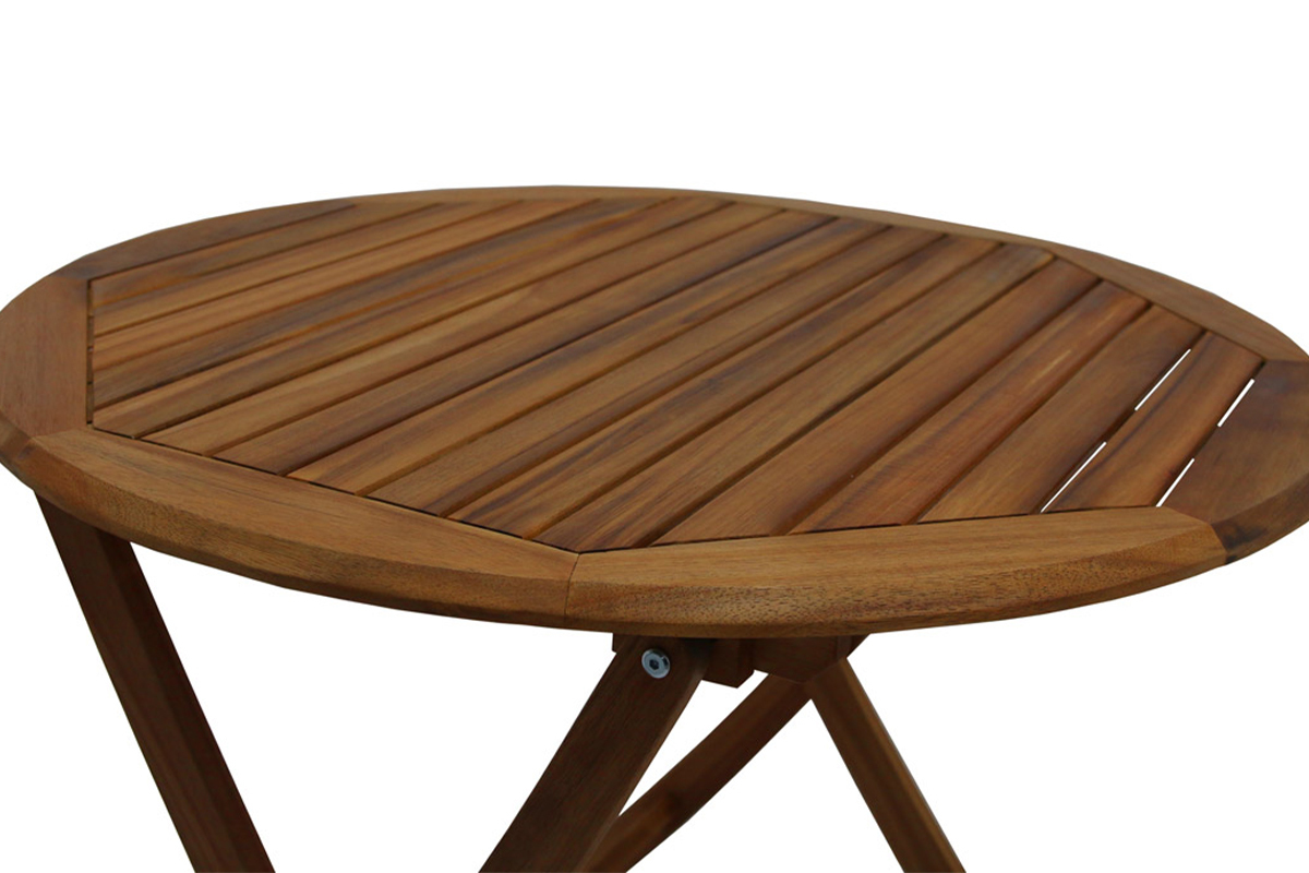 Mesa de jardn redonda de madera maciza 80 cm CANOPEE