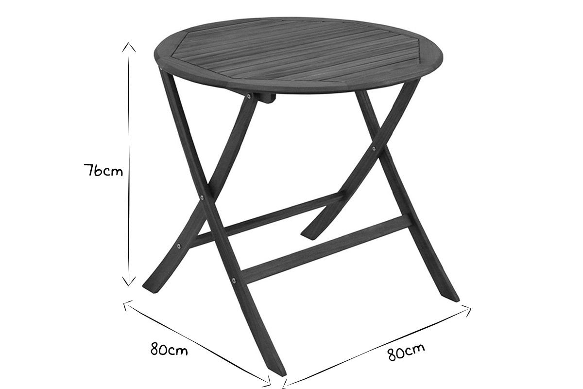 Mesa de jardn redonda de madera maciza 80 cm CANOPEE