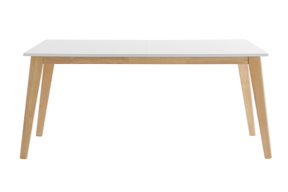 Mesa extensible blanca de madera clara 160-205cm SWAD