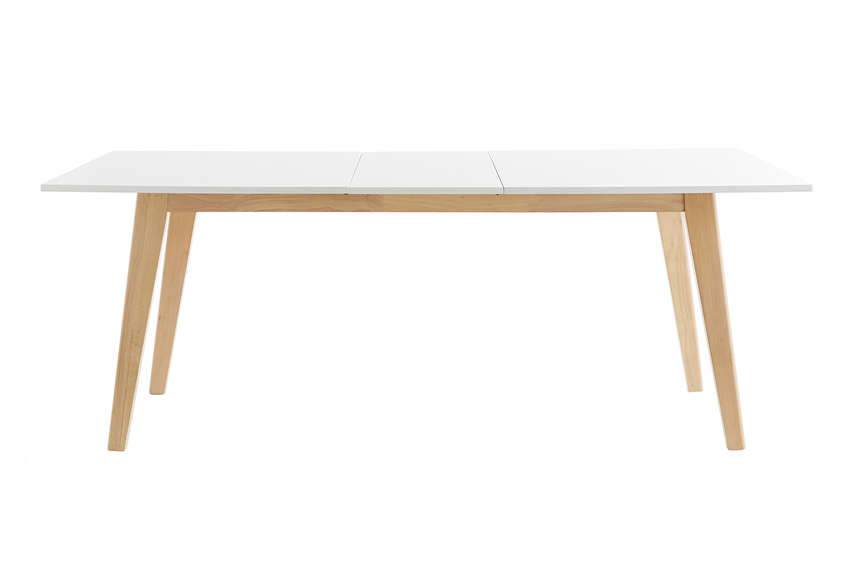 Mesa extensible blanca de madera clara 160-205cm SWAD