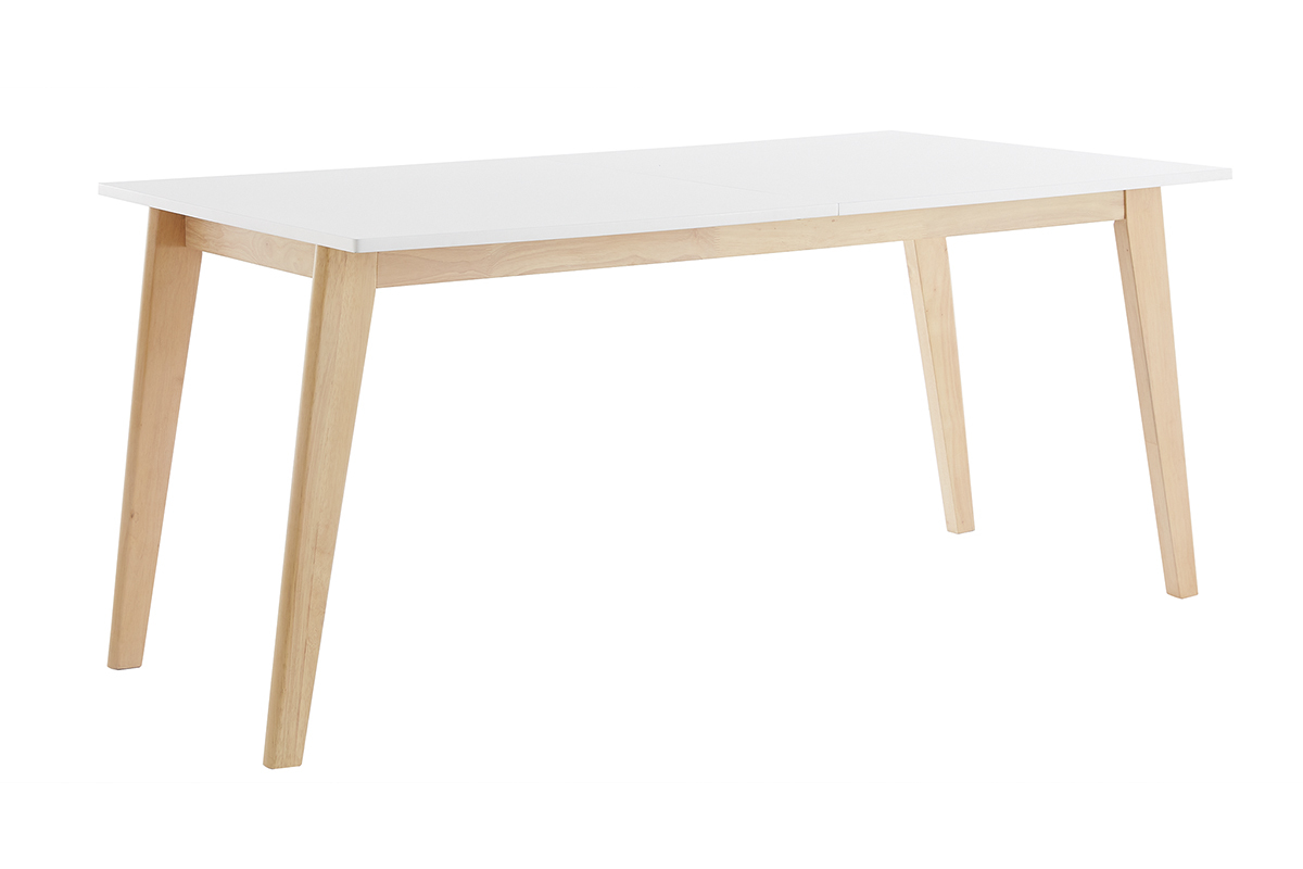 Mesa extensible blanca de madera clara 160-205cm SWAD