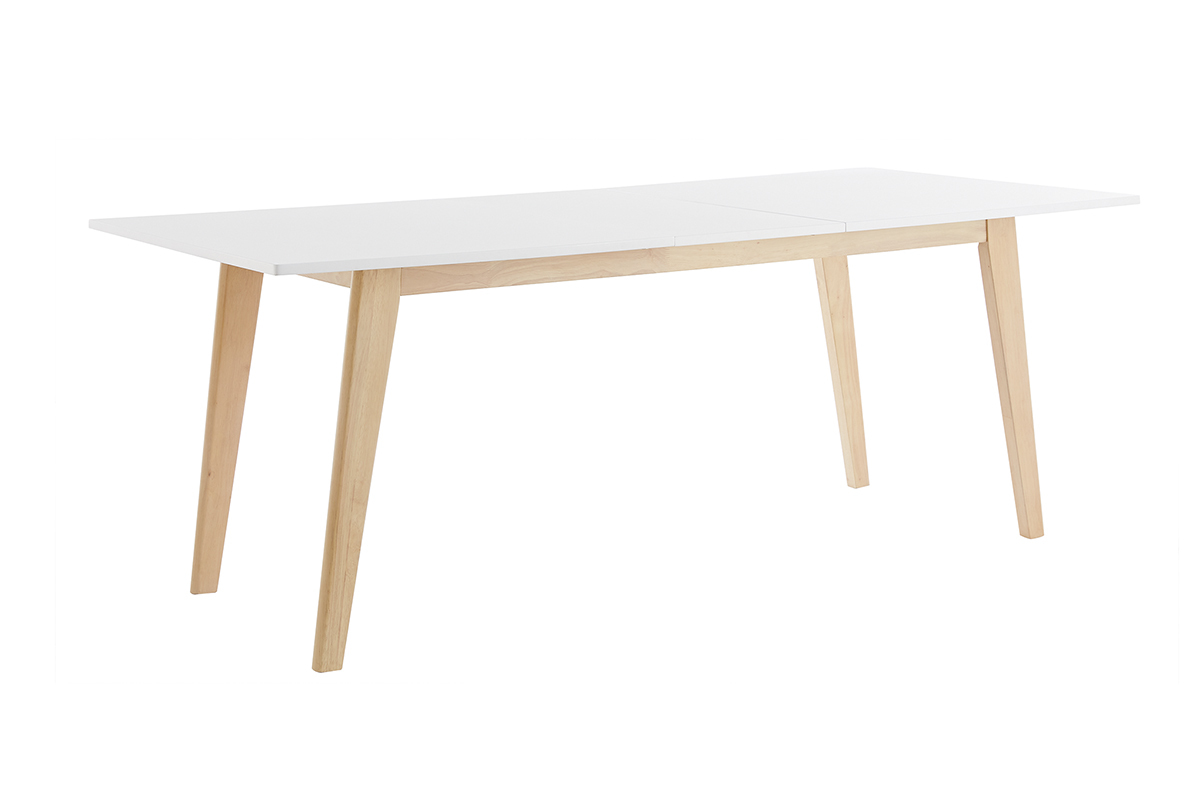 Mesa extensible blanca de madera clara 160-205cm SWAD