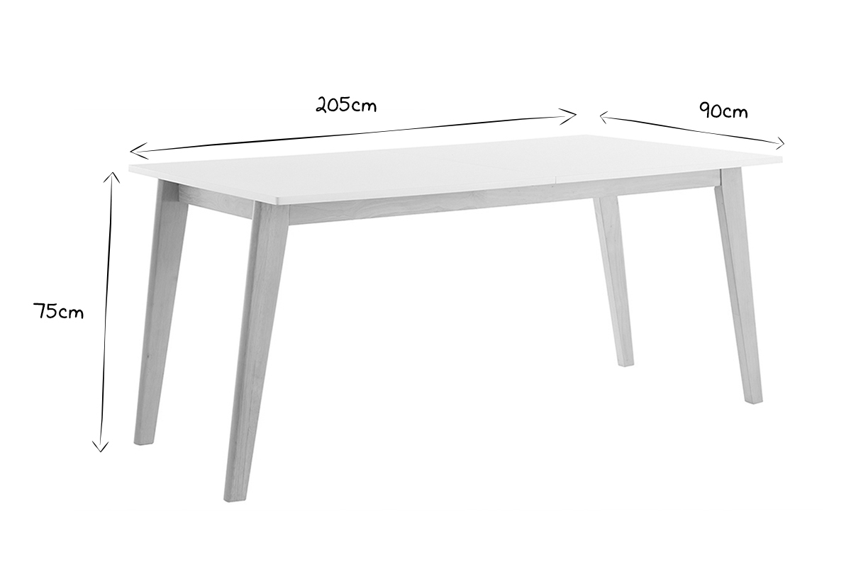 Mesa extensible blanca de madera clara 160-205cm SWAD