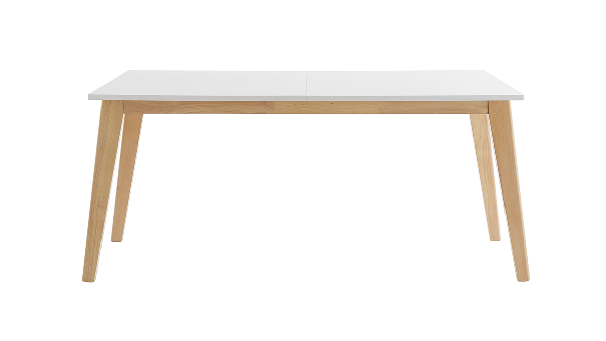 Mesa extensible blanca de madera clara 160-205cm SWAD