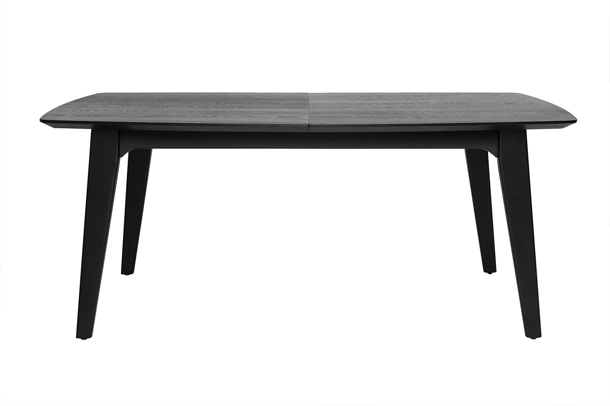 Mesa extensible con extensiones integradas rectangular de madera negra de roble L180-230 cm FIFTIES