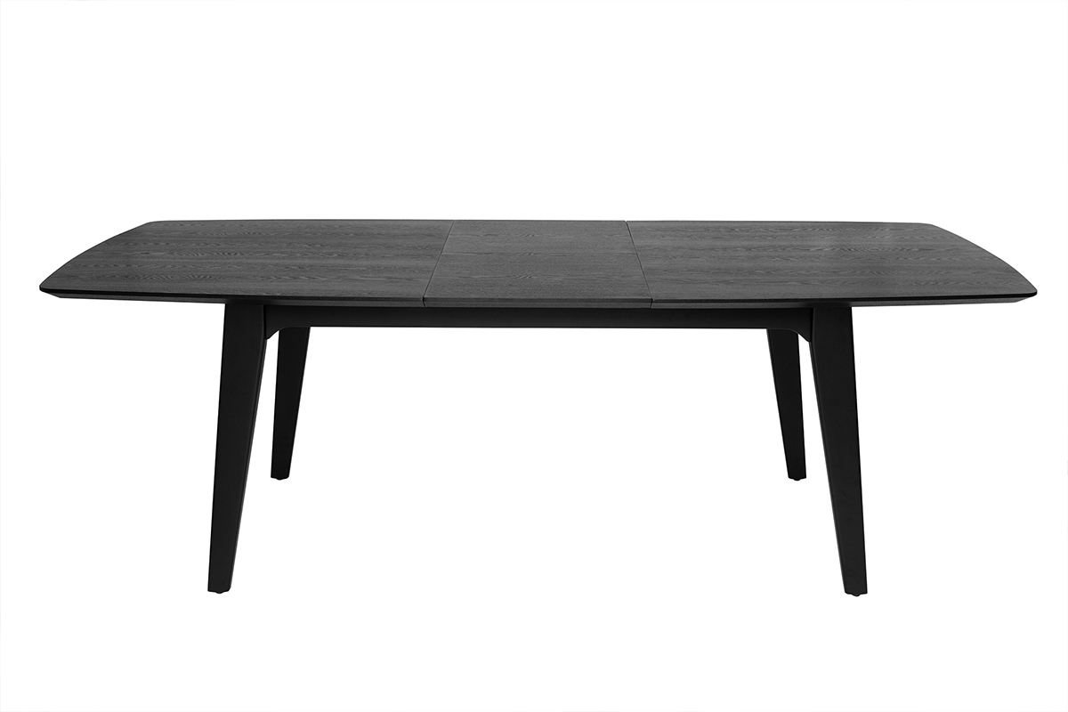 Mesa extensible con extensiones integradas rectangular de madera negra de roble L180-230 cm FIFTIES