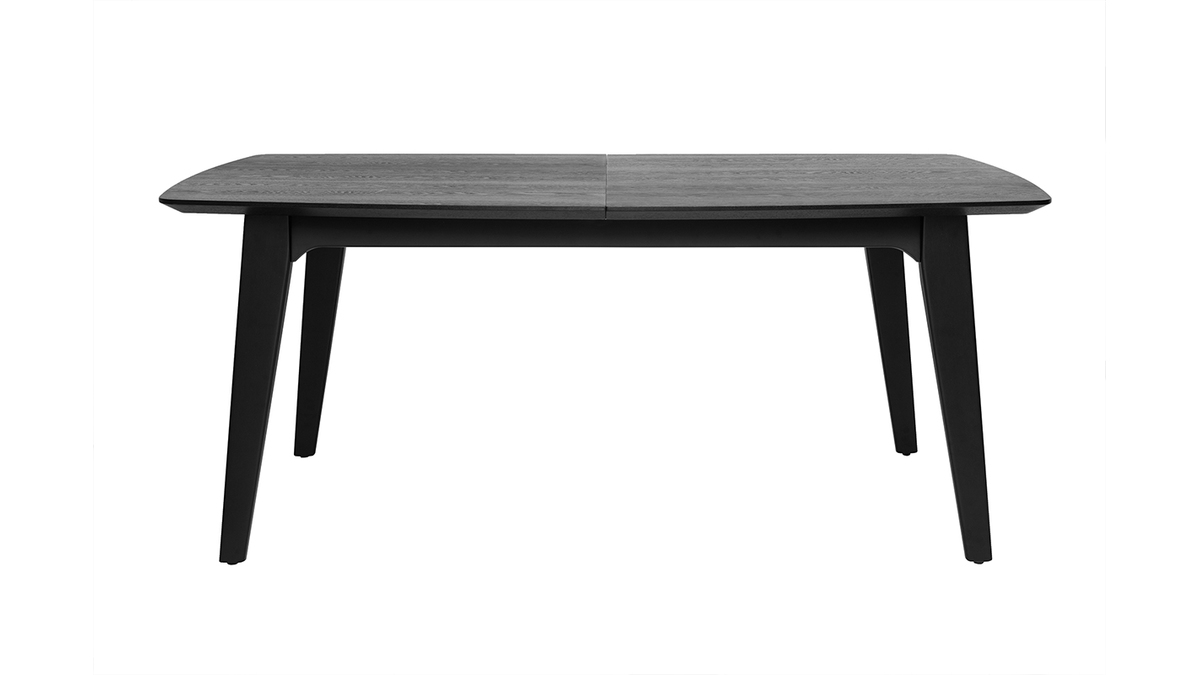 Mesa extensible con extensiones integradas rectangular de madera negra de roble L180-230 cm FIFTIES