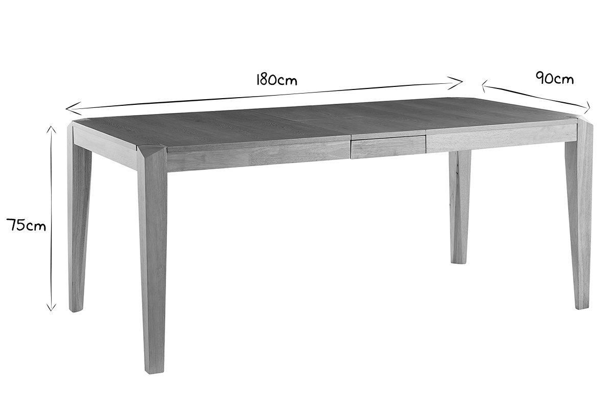 Mesa extensible de contrachapado de fresno y madera de caucho 150-180cm BOLLY