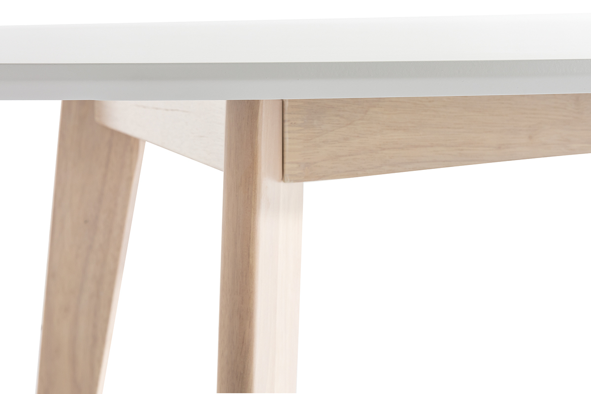 Mesa oval 150cm blanca y madera clara LEENA