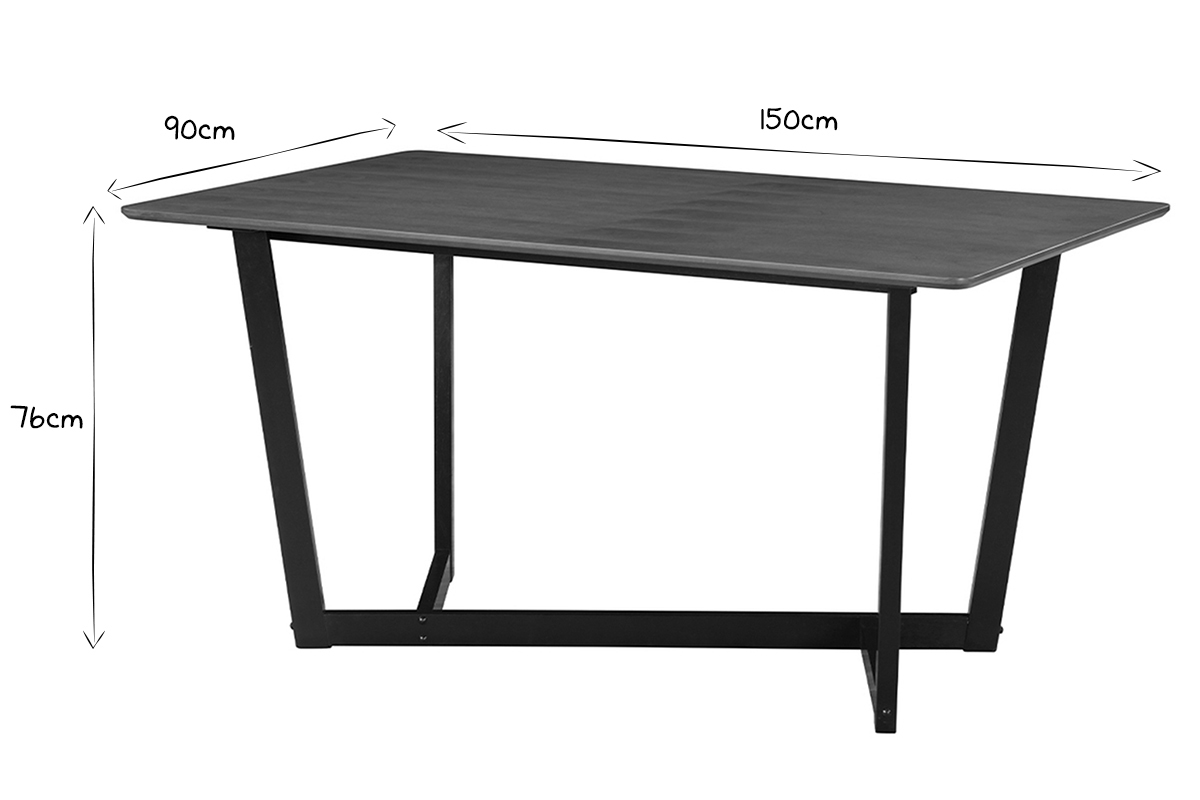 Mesa rectangular de diseo de nogal teido de negro 150cm KOUK