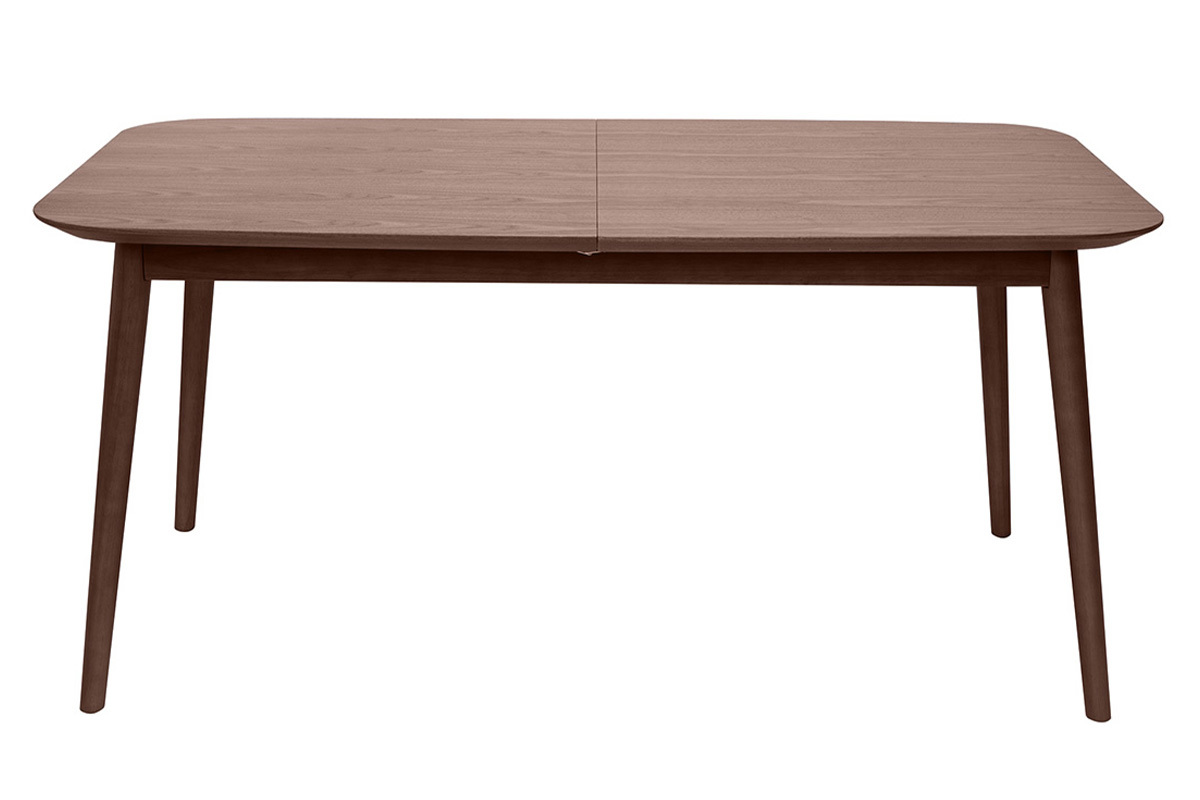 Mesa rectangular extensible con extensiones integradas de madera de nogal oscuro 160-210 cm ANK