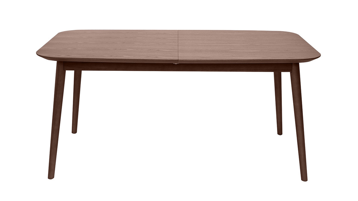 Mesa rectangular extensible con extensiones integradas de madera de nogal oscuro 160-210 cm ANK