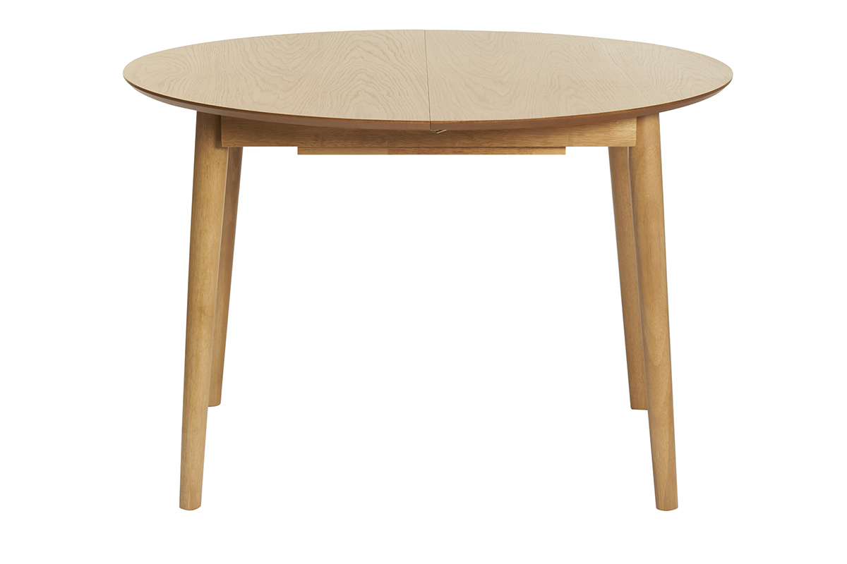 Mesa redonda extensible con extensiones integradas de madera de roble clara 115-154 cm EGO