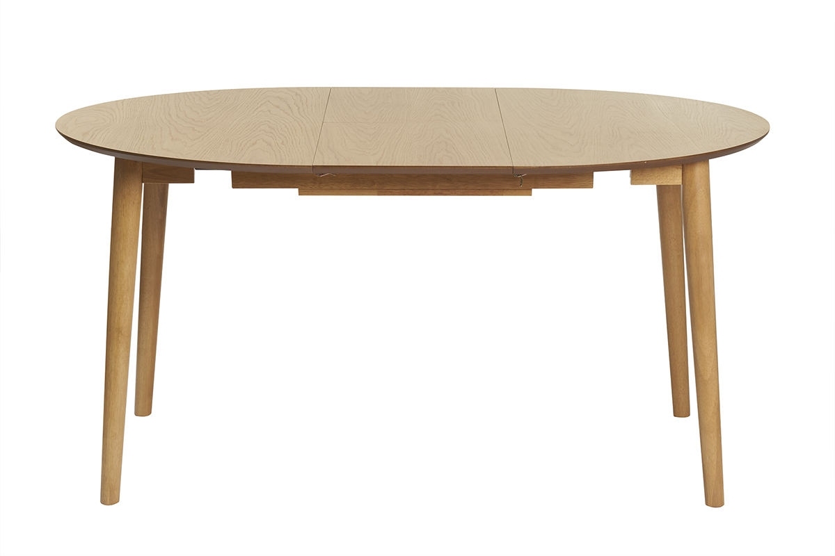 Mesa redonda extensible con extensiones integradas de madera de roble clara 115-154 cm EGO