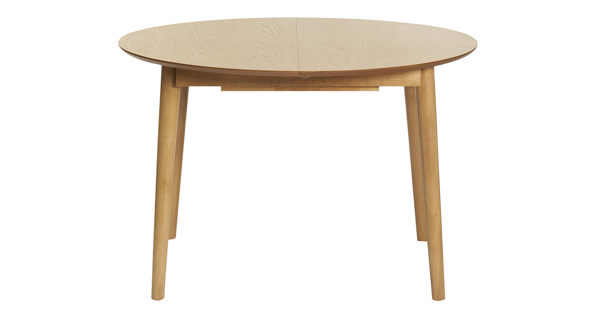 Mesa redonda extensible con extensiones integradas de madera de roble clara 115-154 cm EGO