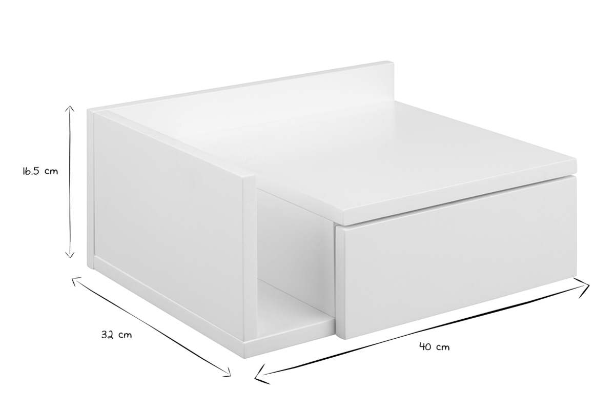 Mesilla de pared blanca con cajn 40 cm NASTY