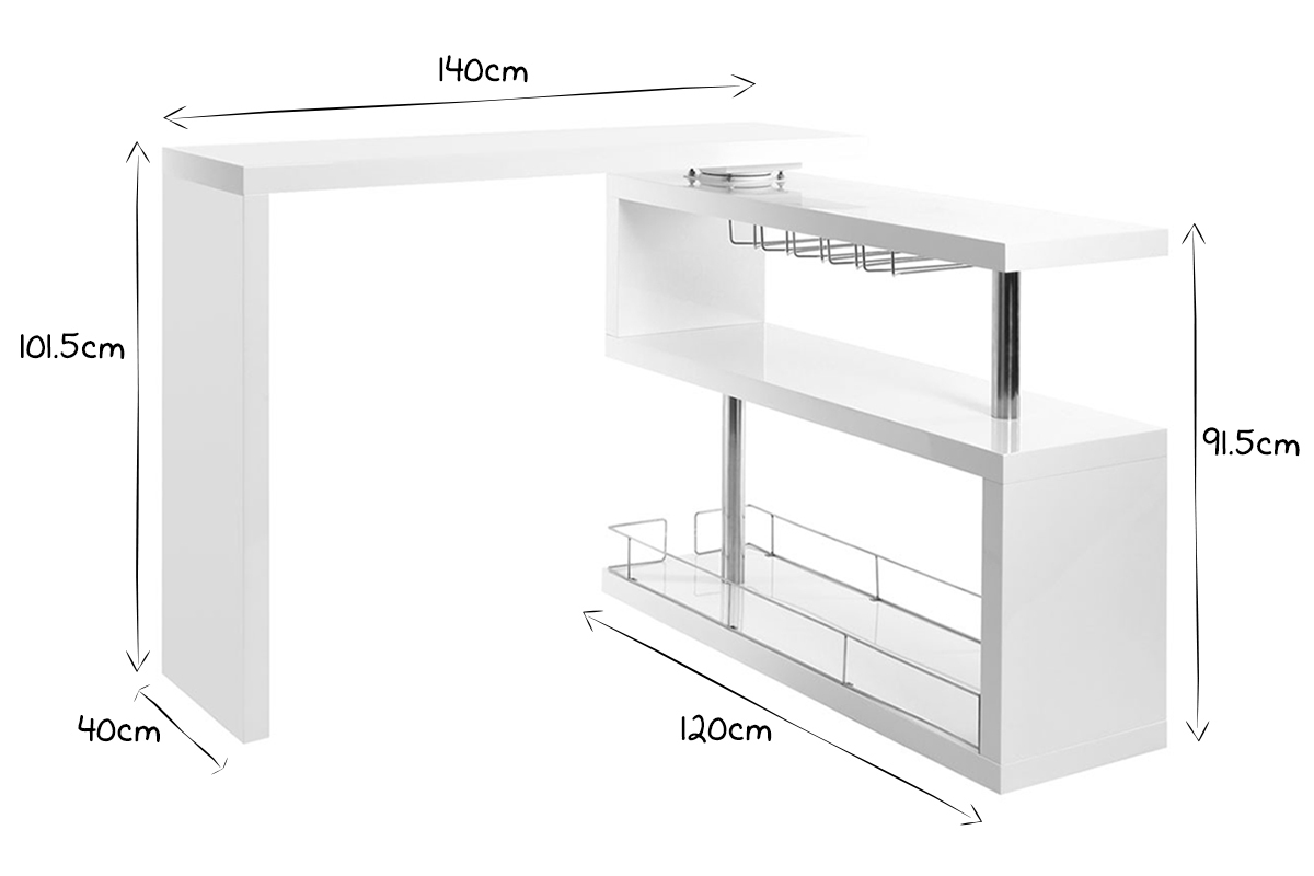 Mueble-bar diseo lacado blanco mvil MAX