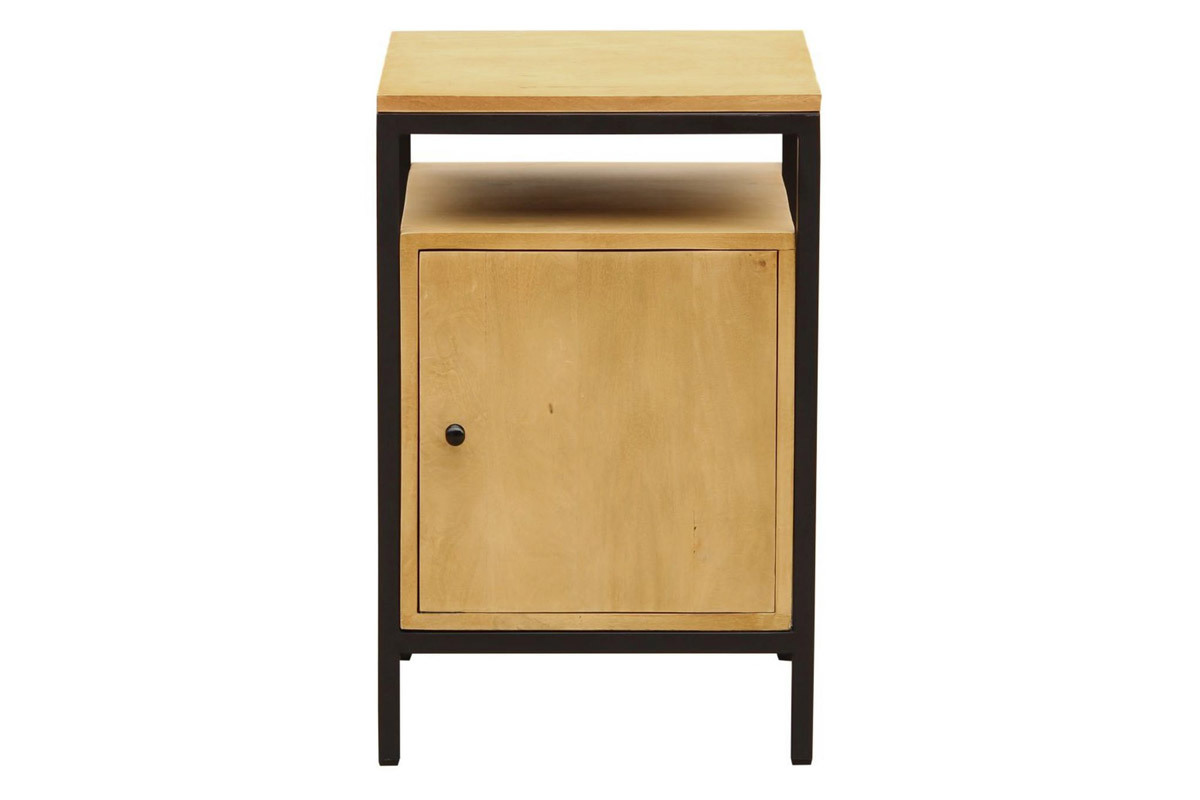 Mueble de almacenaje para escritorio de madera de mango y metal negro OPIUM