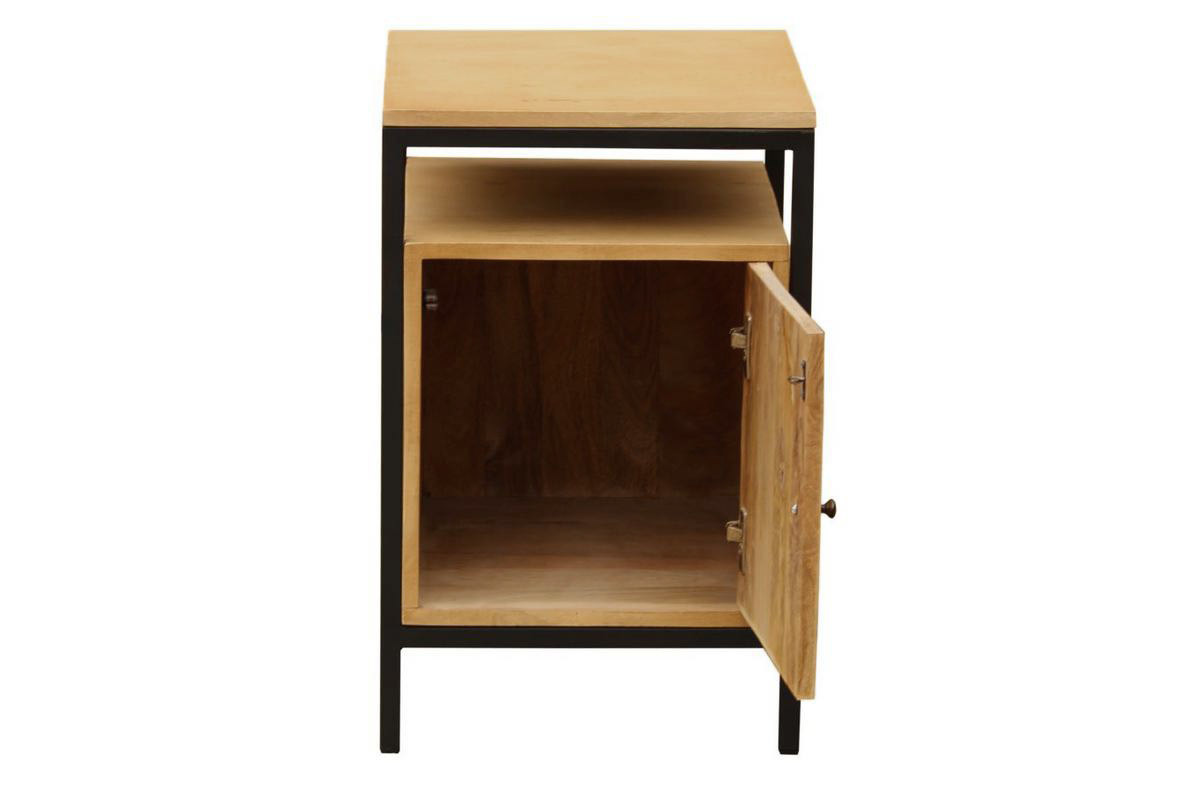 Mueble de almacenaje para escritorio de madera de mango y metal negro OPIUM