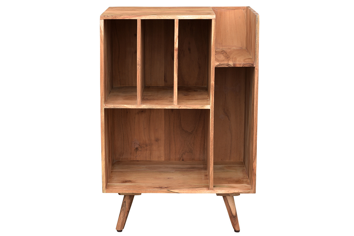 Mueble de almacenaje vinilos en acacia maciza VIRGILE