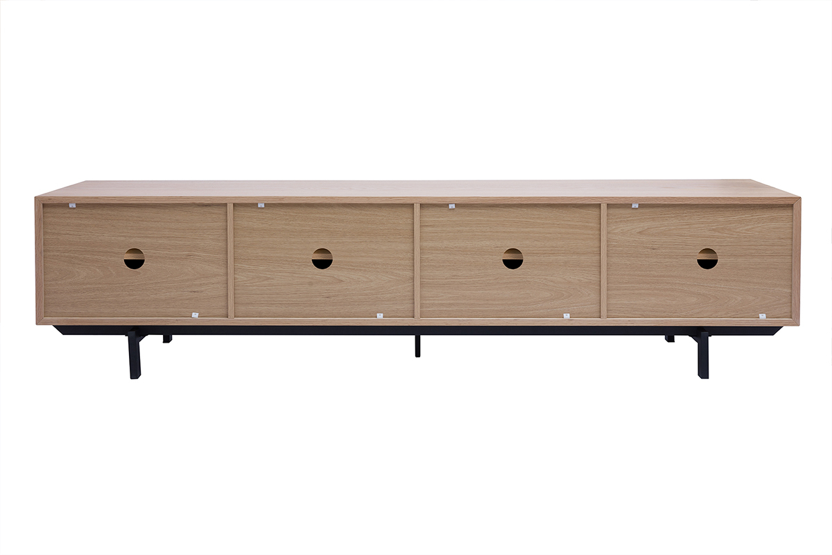 Mueble de televisin acabado en madera de roble y metal negro L200 cm MANNY