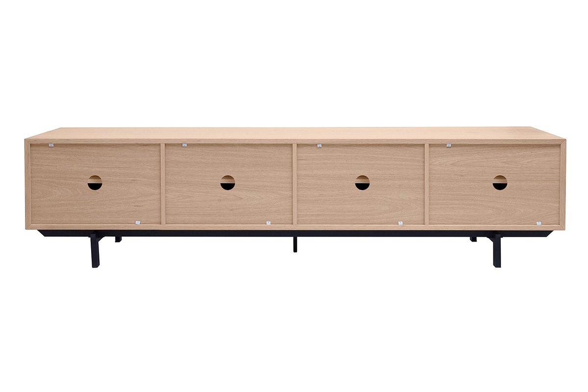 Mueble de televisin acabado en madera de roble y metal negro L200 cm MANNY