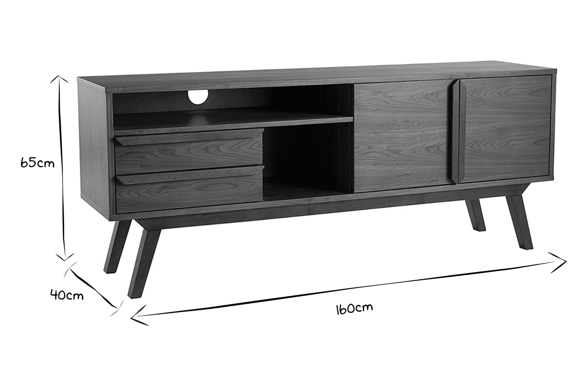 Mueble TV alto de nogal vintage 160cm VOLVER